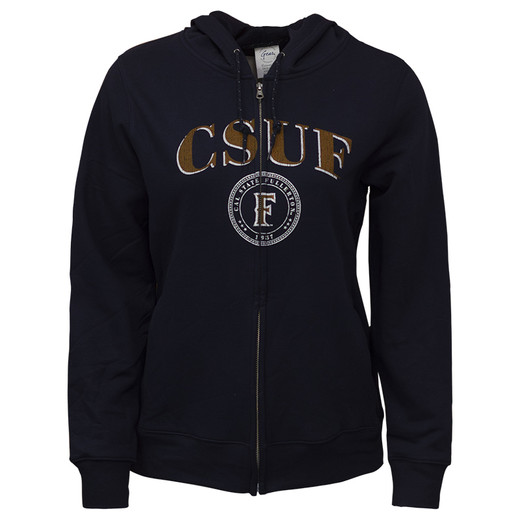 CSUF Faux Seal Womens Relaxed Full Zip - Navy